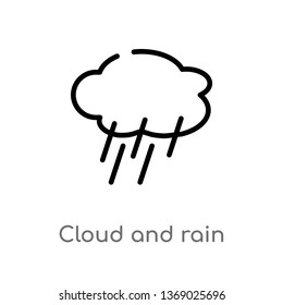 cloud and rain vector line icon. Simple element illustration. cloud and rain outline icon from weather concept. Can be used for web and mobile