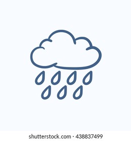 Cloud and rain vector sketch icon isolated on background. Hand drawn Cloud and rain icon. Cloud and rain sketch icon for infographic, website or app.