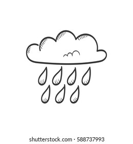 Cloud with rain vector sketch icon