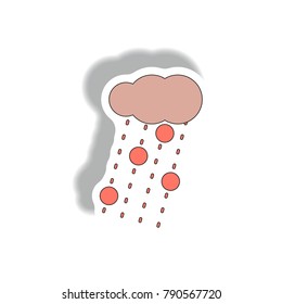 Cloud and rain with volcanic elements, weather sticker