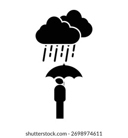 Nube y Clima de lluvia Vector plano de la ilustración del logotipo del icono aislado, conveniente para el Diseño web, logotipo, App y más