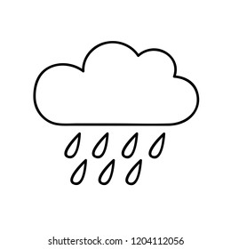 cloud with rain weather icon outline vector illustration