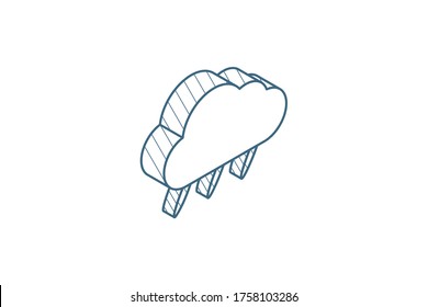 cloud, rain weather isometric icon. 3d vector illustration. Isolated line art technical drawing. Editable stroke