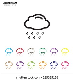 cloud with rain weather vector icon