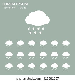 cloud with rain weather vector icon