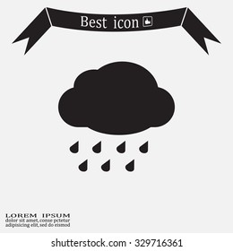 cloud with rain weather vector icon