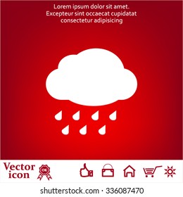 cloud with rain weather vector icon
