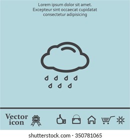 cloud with rain weather vector icon