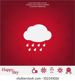cloud with rain weather vector icon