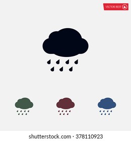 cloud with rain weather vector icon