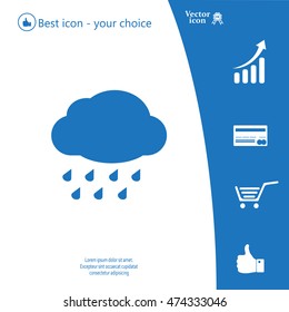 cloud with rain weather vector icon