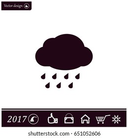 cloud with rain weather vector icon