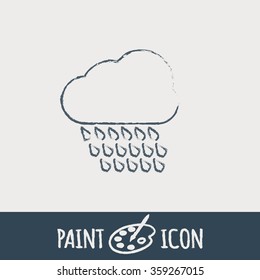 cloud rain with wind.  the weather icon