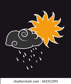Cloud with rain and a yellow sun