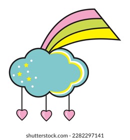 Cloud cloud with a rainbow. Color isolated vector illustration in cartoon style.