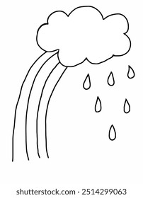 cloud rainbow colouring page illustration for kids