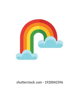 Cloud and Rainbow Flat Icon Logo Illustration Vector Isolated. Spring and Season Icon-Set. Suitable for Web Design, Logo, App, and UI.