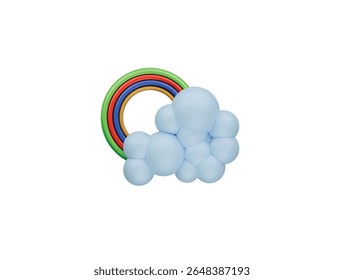  Icono del arco iris de la nube 3D Ilustración Render