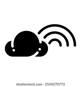 Cloud and rainbow icon in glyph style
