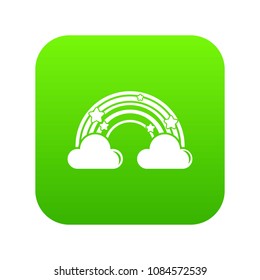 Cloud rainbow icon green vector isolated on white background