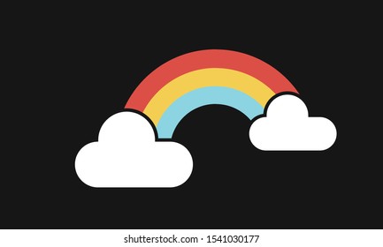 Cloud and rainbow icon on dark grey background , weather forecast, vector illustration.