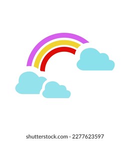 cloud and rainbow icon on white background, vector illustration