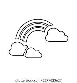 cloud and rainbow icon on white background, vector illustration