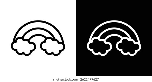 Ícone de arco-íris na nuvem forma gráfico simples clipart símbolo. linha fina contorno arte