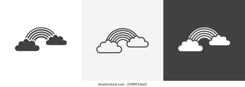 Cloud rainbow icons in Thin line black color. flat simple vector symbols illustration.