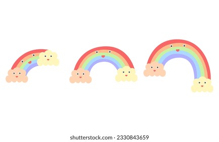 cloud and rainbow illustration on white background