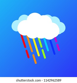 Cloud rainbow rain blue sky.Cartoon vector flat.Isolated on a blue background.Website banner concept.Design element for websites.