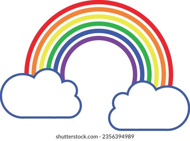 Cloud with rainbow. Rainy weather symbol. Color icon