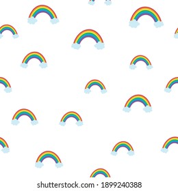 Cloud, rainbow seamless pattern background Vector Illustration