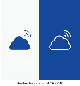 Cloud, Rainbow, Sky, Spring, Weather Line and Glyph Solid icon Blue banner Line and Glyph Solid icon Blue banner. Vector Icon Template background