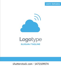 Cloud, Rainbow, Sky, Spring, Weather Blue Solid Logo Template. Place for Tagline