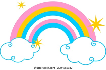 cloud with rainbow and stars