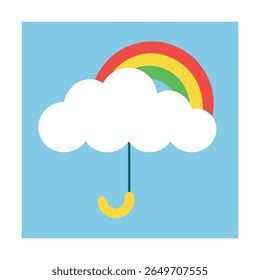 Cloud and Rainbow Umbrella Icon for Joyful Weather