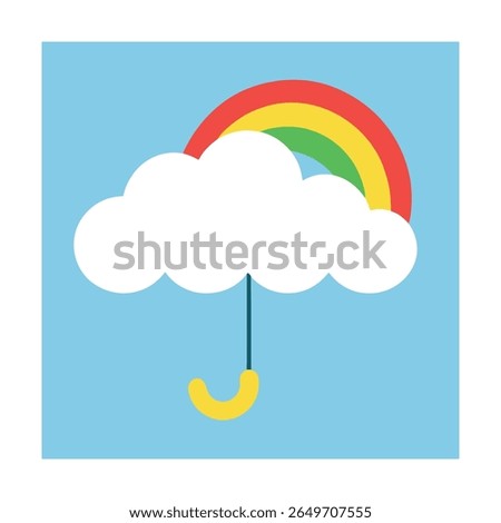 Cloud and Rainbow Umbrella Icon for Joyful Weather