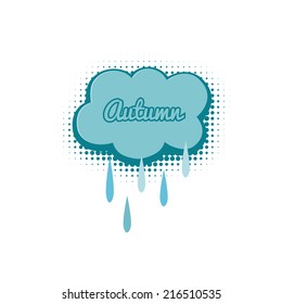 Cloud with raindrops, autumn vector illustration in comic style