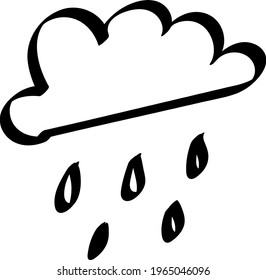 cloud with raindrops icon hand drawing doodle illustration illustration. weather element.