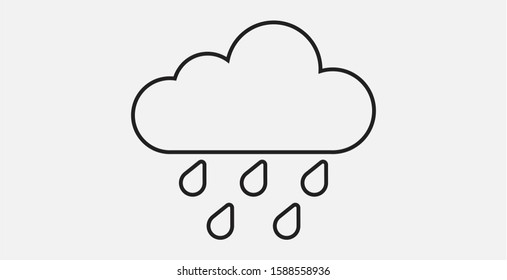 Cloud with raindrops icon. Hard rain icon. Outline vector icon.