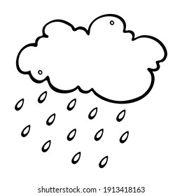 Nube con icono de gotas de lluvia. Icono de lluvia dura. Icono del vector de contorno.