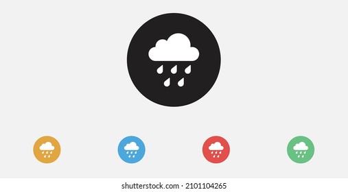 Cloud with raindrops icon. Hard rain icon. Vector icon. Set of colorful flat design icons