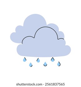 Cloud with Raindrops Icon Illustration with soft color palette in flat design style. Perfect for Spring season themed designs