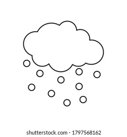 cloud with raindrops icon over white background, line style, vector illustration