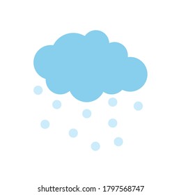 cloud with raindrops icon over white background, flat style, vector illustration