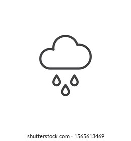Cloud with raindrops line icon. linear style sign for mobile concept and web design. Cloud and rain outline vector icon. Symbol, logo illustration. Vector graphics