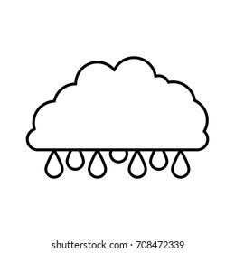 cloud with raindrops monochrome silhouette vector illustration