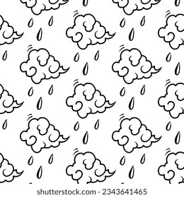  Cloud with raindrops. Seamless Pattern .Vector background