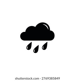 Cloud raining drops, symbol of weather and precipitation.